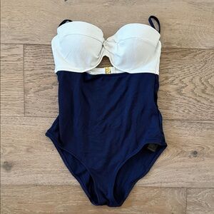 Topshop White and Navy Strap One-Piece Swimsuit